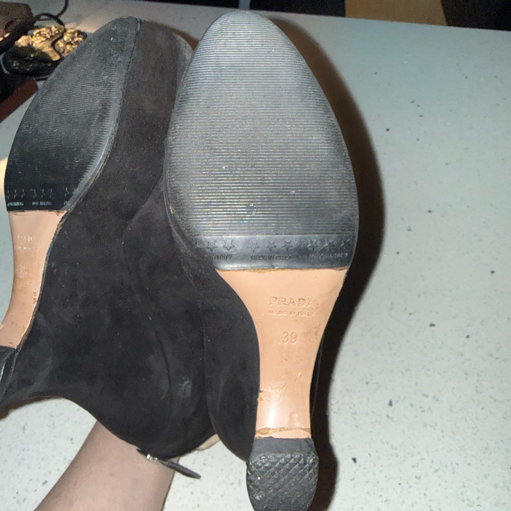 Prada Black Suede Platform Wedge Booties - Picture 5 of 6